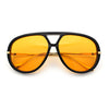 Iconic 80s Oversized Round Racer Metal Arm Plastic Sunglasses