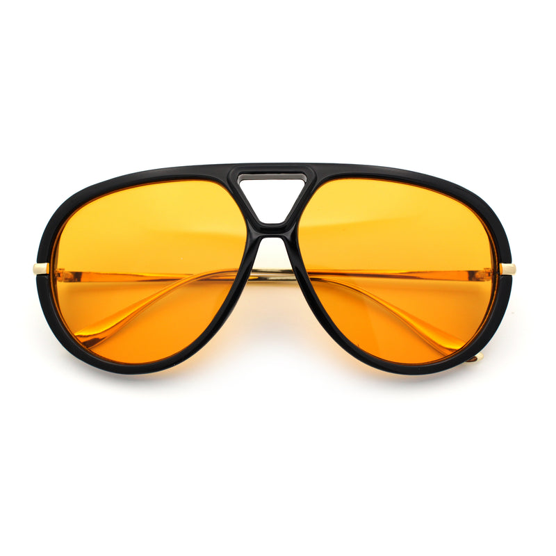 Iconic 80s Oversized Round Racer Metal Arm Plastic Sunglasses