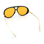 Iconic 80s Oversized Round Racer Metal Arm Plastic Sunglasses