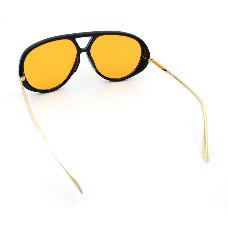 Iconic 80s Oversized Round Racer Metal Arm Plastic Sunglasses
