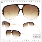 Iconic 80s Oversized Round Racer Metal Arm Plastic Sunglasses