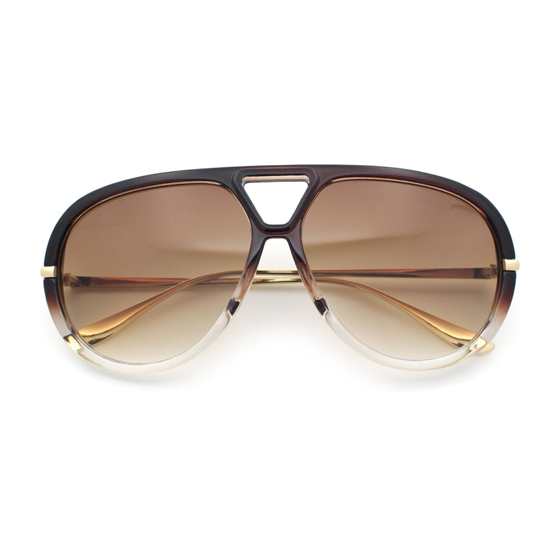 Iconic 80s Oversized Round Racer Metal Arm Plastic Sunglasses