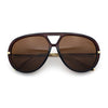 Iconic 80s Oversized Round Racer Metal Arm Plastic Sunglasses