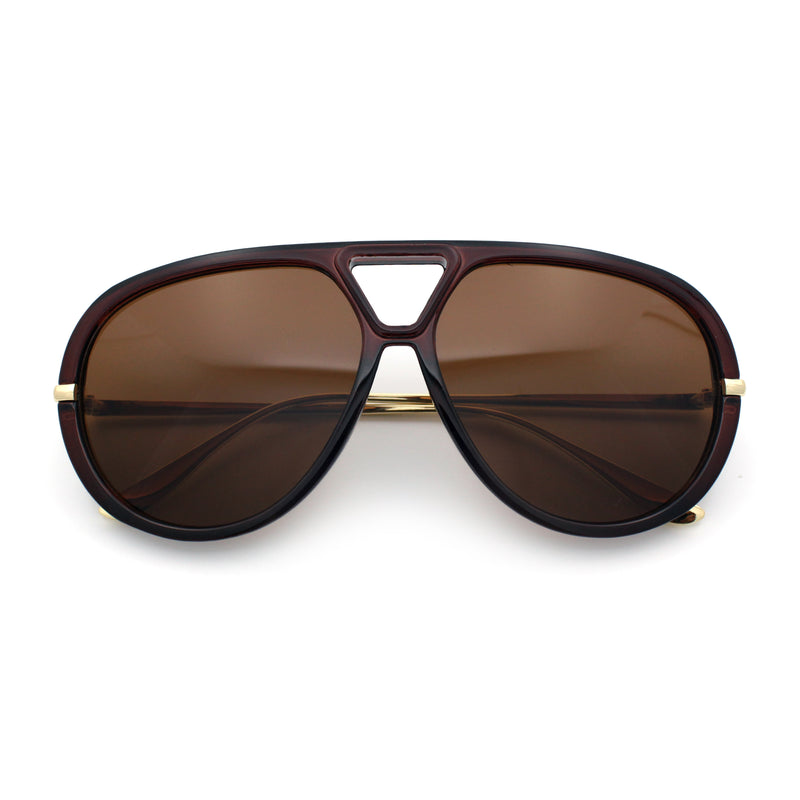 Iconic 80s Oversized Round Racer Metal Arm Plastic Sunglasses