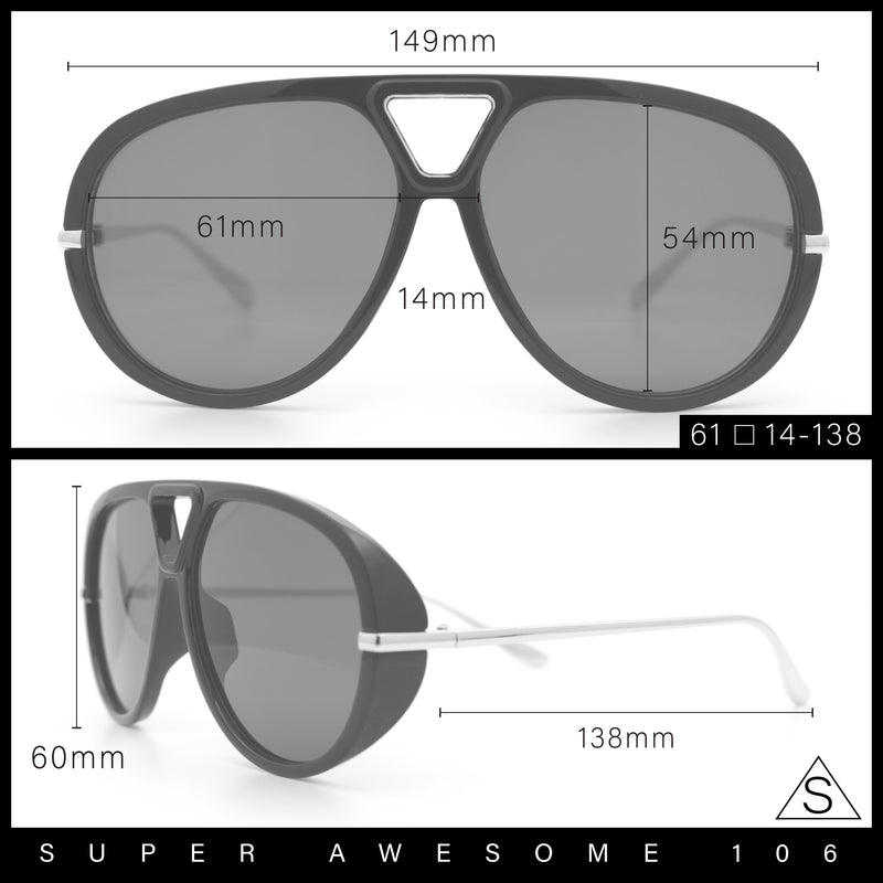 Iconic 80s Oversized Round Racer Metal Arm Plastic Sunglasses