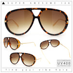 Iconic 80s Oversized Round Racer Metal Arm Plastic Sunglasses