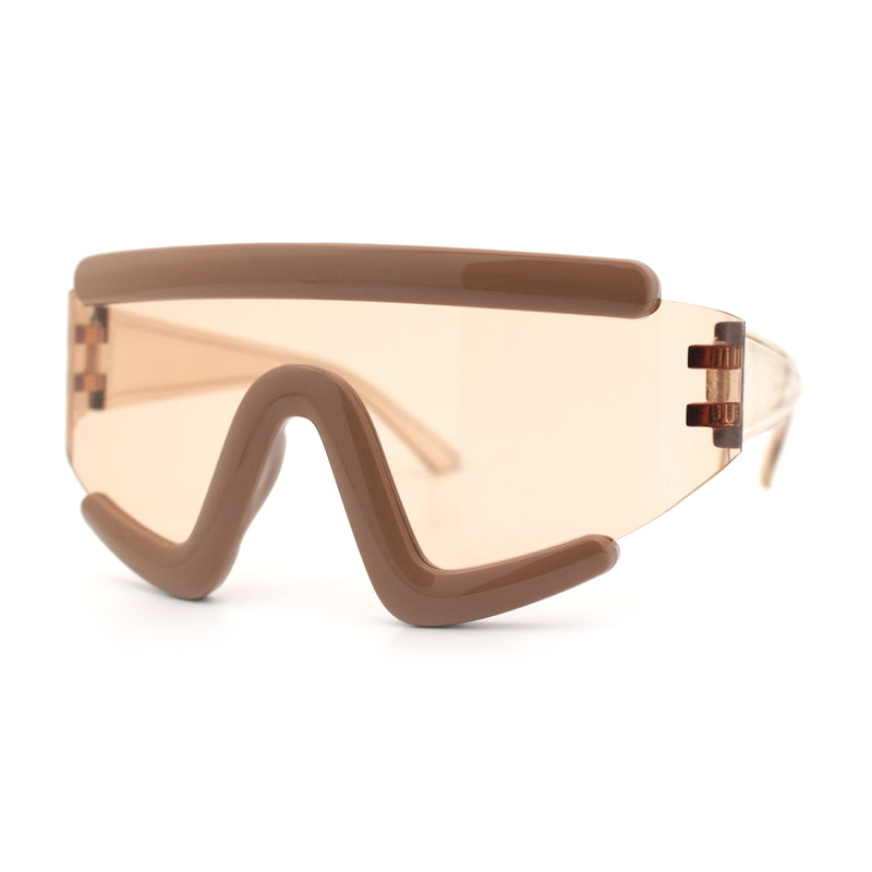 Thick Bubble Plastic Frame Oversize Shield Rectangular Sport Sunglasses