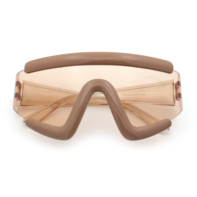 Thick Bubble Plastic Frame Oversize Shield Rectangular Sport Sunglasses