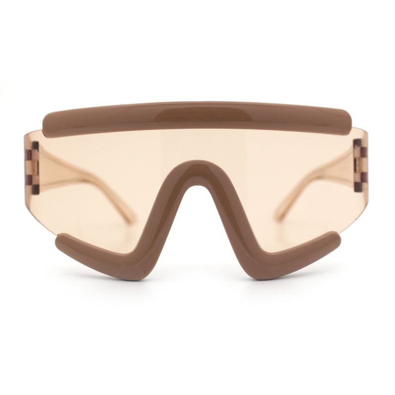 Thick Bubble Plastic Frame Oversize Shield Rectangular Sport Sunglasses
