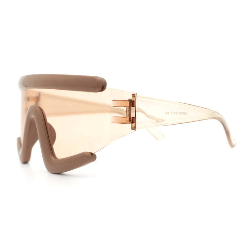 Thick Bubble Plastic Frame Oversize Shield Rectangular Sport Sunglasses
