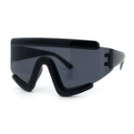 Thick Bubble Plastic Frame Oversize Shield Rectangular Sport Sunglasses