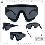 Thick Bubble Plastic Frame Oversize Shield Rectangular Sport Sunglasses