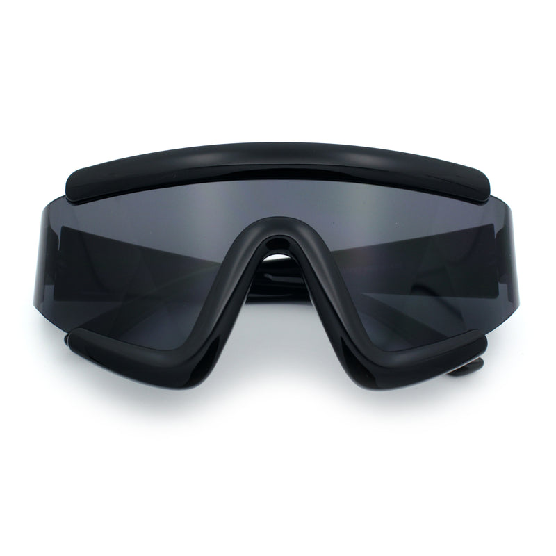 Thick Bubble Plastic Frame Oversize Shield Rectangular Sport Sunglasses