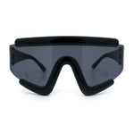 Thick Bubble Plastic Frame Oversize Shield Rectangular Sport Sunglasses