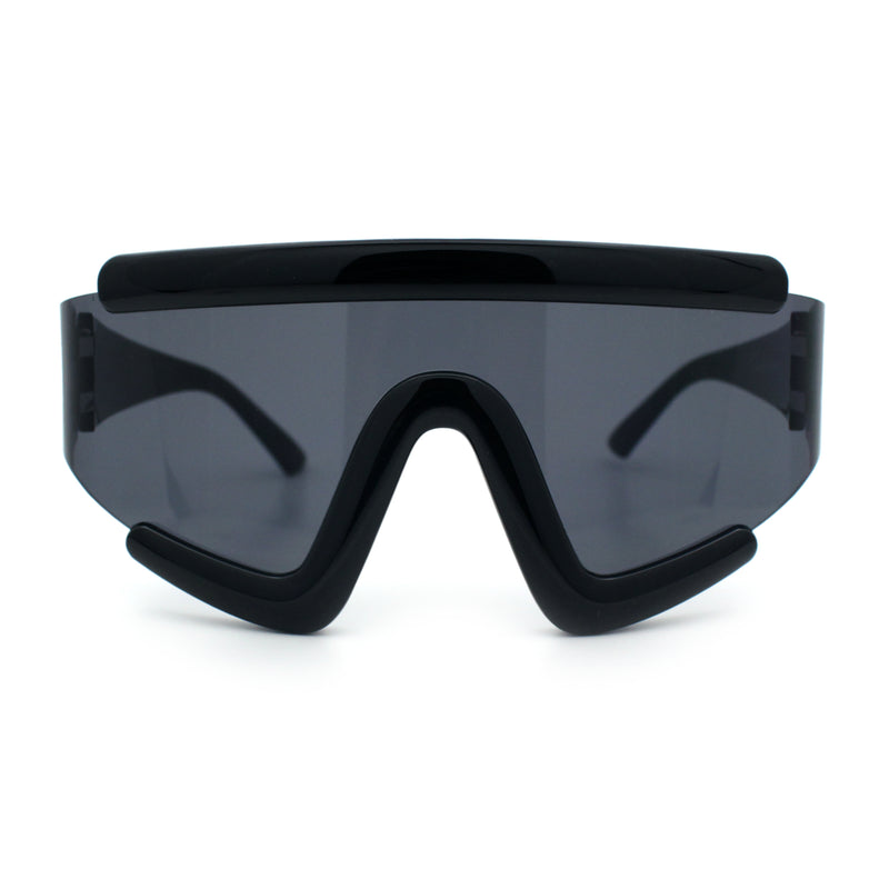 Thick Bubble Plastic Frame Oversize Shield Rectangular Sport Sunglasses