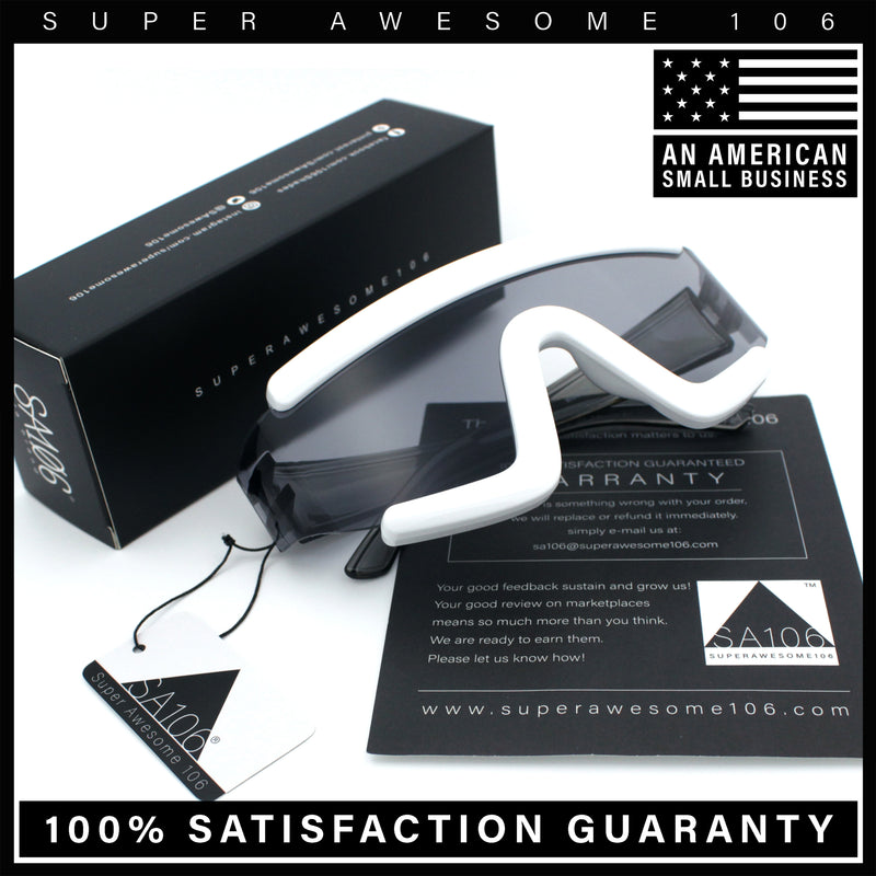 Thick Bubble Plastic Frame Oversize Shield Rectangular Sport Sunglasses