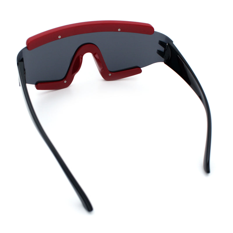 Thick Bubble Plastic Frame Oversize Shield Rectangular Sport Sunglasses