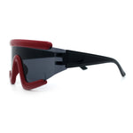 Thick Bubble Plastic Frame Oversize Shield Rectangular Sport Sunglasses