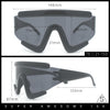 Thick Bubble Plastic Frame Oversize Shield Rectangular Sport Sunglasses