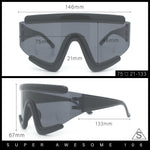 Thick Bubble Plastic Frame Oversize Shield Rectangular Sport Sunglasses
