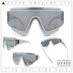 Thick Bubble Plastic Frame Oversize Shield Rectangular Sport Sunglasses