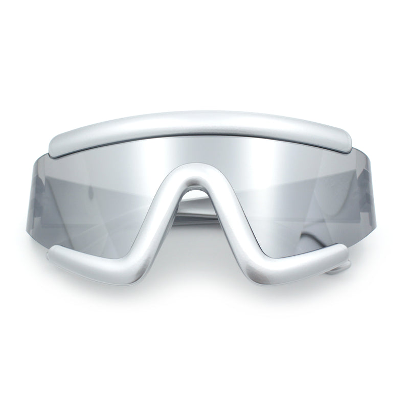 Thick Bubble Plastic Frame Oversize Shield Rectangular Sport Sunglasses