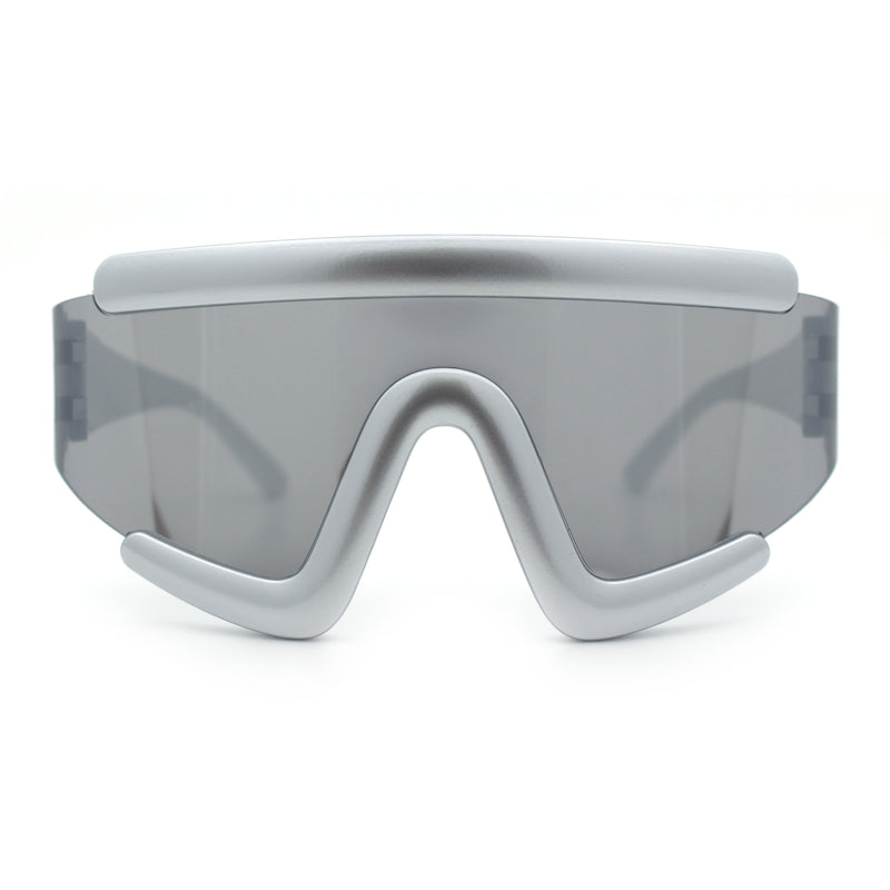 Thick Bubble Plastic Frame Oversize Shield Rectangular Sport Sunglasses