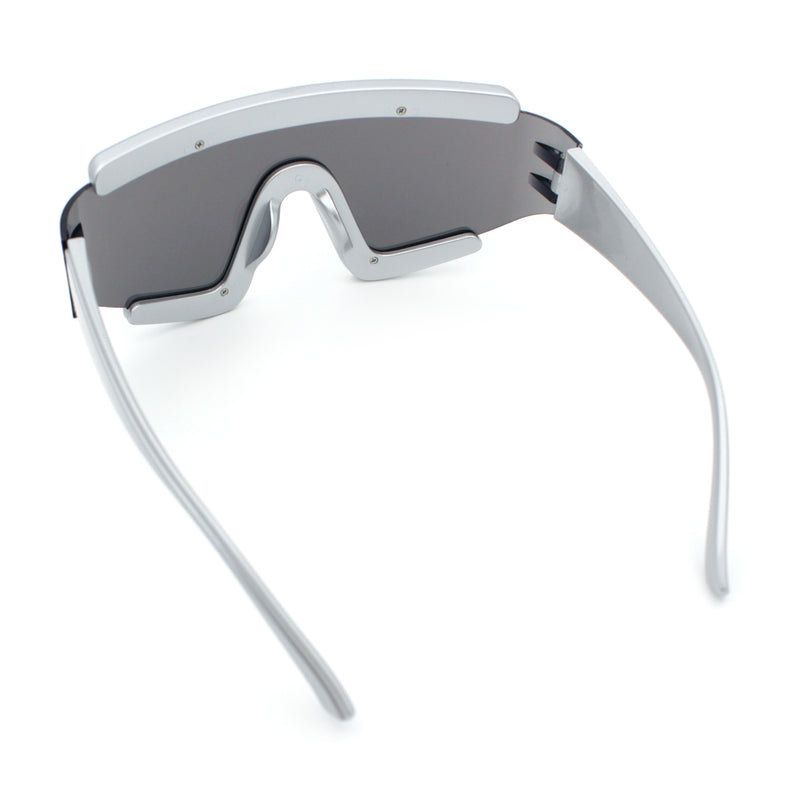 Thick Bubble Plastic Frame Oversize Shield Rectangular Sport Sunglasses