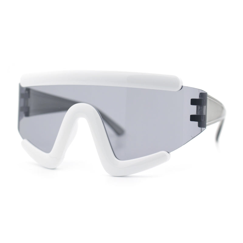 Thick Bubble Plastic Frame Oversize Shield Rectangular Sport Sunglasses