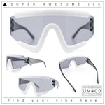 Thick Bubble Plastic Frame Oversize Shield Rectangular Sport Sunglasses