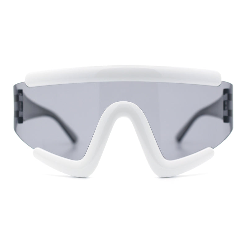 Thick Bubble Plastic Frame Oversize Shield Rectangular Sport Sunglasses