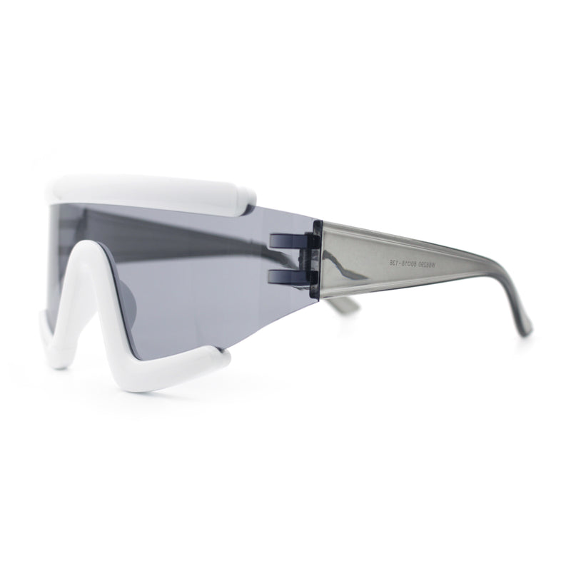 Thick Bubble Plastic Frame Oversize Shield Rectangular Sport Sunglasses