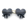 Rhinestone Studded Rimless Melting Heart Valentine Hippie Sunglasses