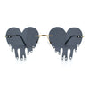 Rhinestone Studded Rimless Melting Heart Valentine Hippie Sunglasses