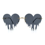Rhinestone Studded Rimless Melting Heart Valentine Hippie Sunglasses