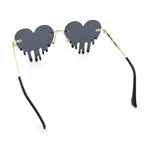 Rhinestone Studded Rimless Melting Heart Valentine Hippie Sunglasses