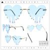 Rhinestone Studded Rimless Melting Heart Valentine Hippie Sunglasses