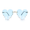 Rhinestone Studded Rimless Melting Heart Valentine Hippie Sunglasses