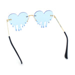 Rhinestone Studded Rimless Melting Heart Valentine Hippie Sunglasses