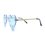 Rhinestone Studded Rimless Melting Heart Valentine Hippie Sunglasses
