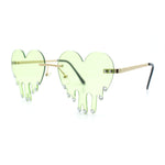 Rhinestone Studded Rimless Melting Heart Valentine Hippie Sunglasses