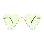 Rhinestone Studded Rimless Melting Heart Valentine Hippie Sunglasses