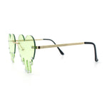Rhinestone Studded Rimless Melting Heart Valentine Hippie Sunglasses