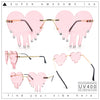 Rhinestone Studded Rimless Melting Heart Valentine Hippie Sunglasses