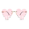 Rhinestone Studded Rimless Melting Heart Valentine Hippie Sunglasses