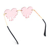 Rhinestone Studded Rimless Melting Heart Valentine Hippie Sunglasses