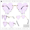 Rhinestone Studded Rimless Melting Heart Valentine Hippie Sunglasses