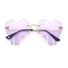 Rhinestone Studded Rimless Melting Heart Valentine Hippie Sunglasses