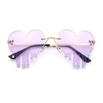 Rhinestone Studded Rimless Melting Heart Valentine Hippie Sunglasses