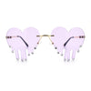 Rhinestone Studded Rimless Melting Heart Valentine Hippie Sunglasses